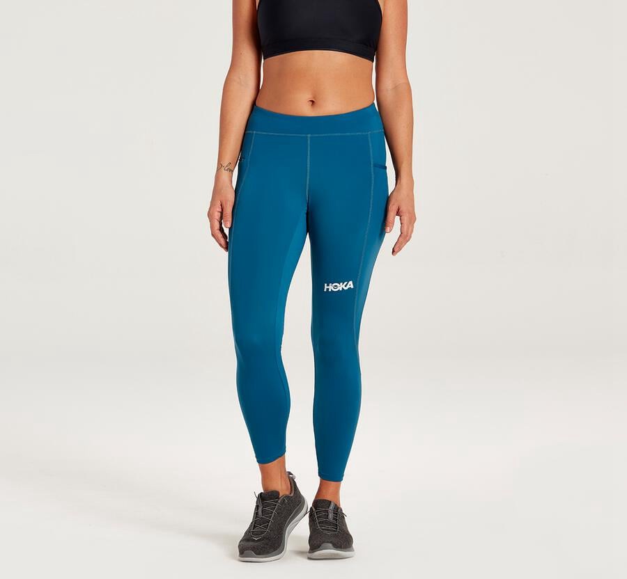 Calça Hoka One One Feminino Azuis - Performance Crop Tight - 824-RMKQHY